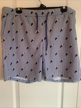 Men's Navy Toucan-Print Swim Trunks - Blue